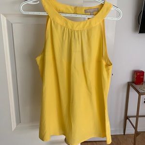 Yellow silk keyhole back blouse